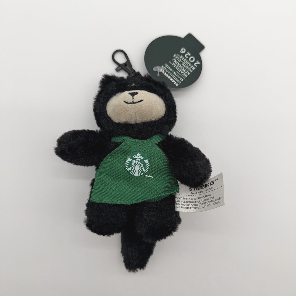 Starbucks 2026 Halloween Bearista Black Cat Plush Bag Charm Keychain Apron